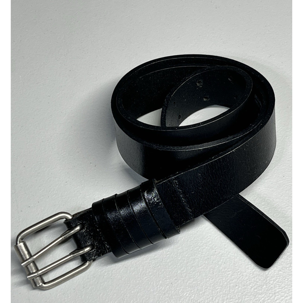 Belt Shak Leather Belt Womens Small Black Roller Buckle